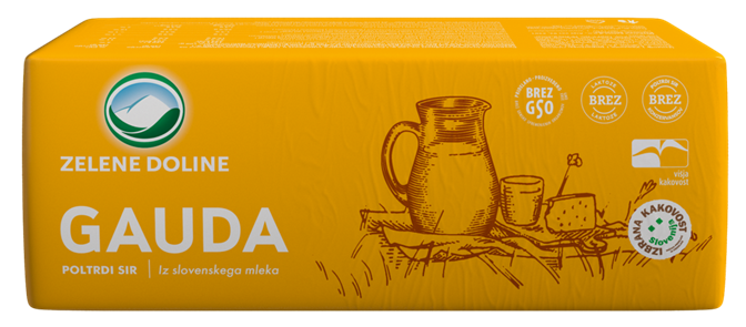 SIR GAUDA 45%mm VELIKI cca 2,50kg Zelene Doline
