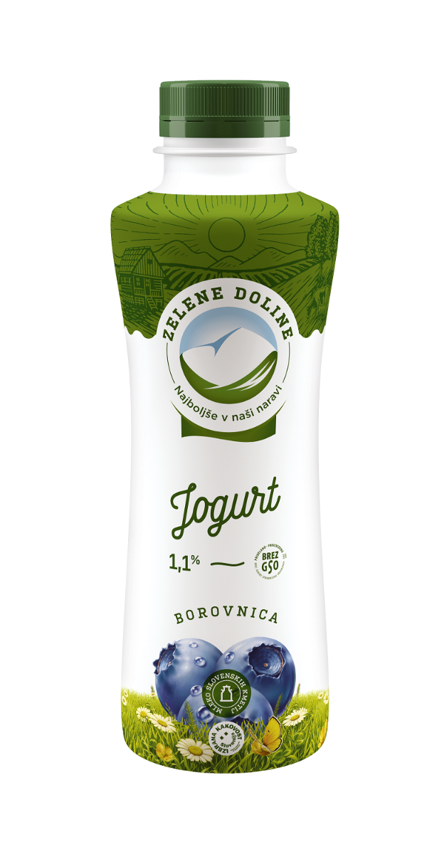 JOGURT VOĆNI BOROVNICA 1,1%mm 500g PET Zelene Doline