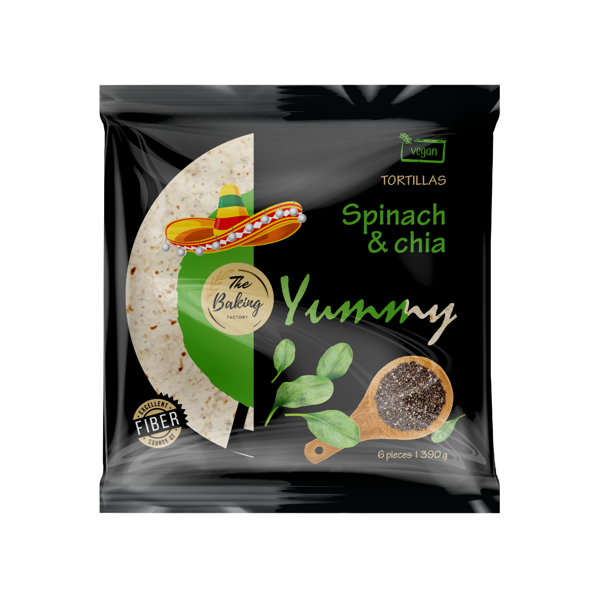 TORTILJA SA ŠPINATOM I CHIA SJEMENKAMA 6/1 390g Yummy