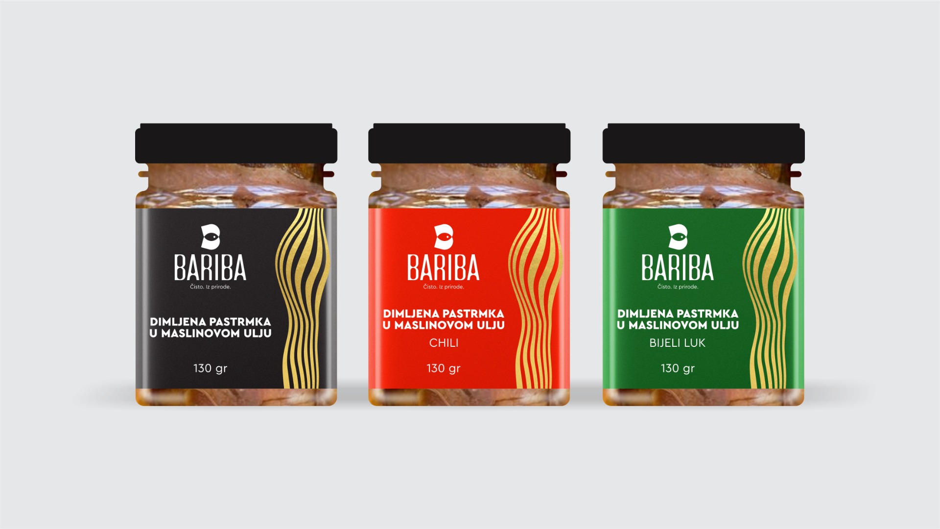 KOMADIĆI DIMLJENE PASTRMKE U MASLINOVOM ULJU CHILLI 130g BARIBA