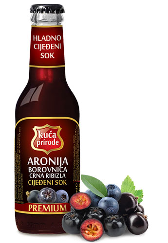 CIJEĐENI SOK MIX (ARONIJA, BOROVNICA, RIBIZLA..) 200ml PREMIUM KUĆA PRIRODE