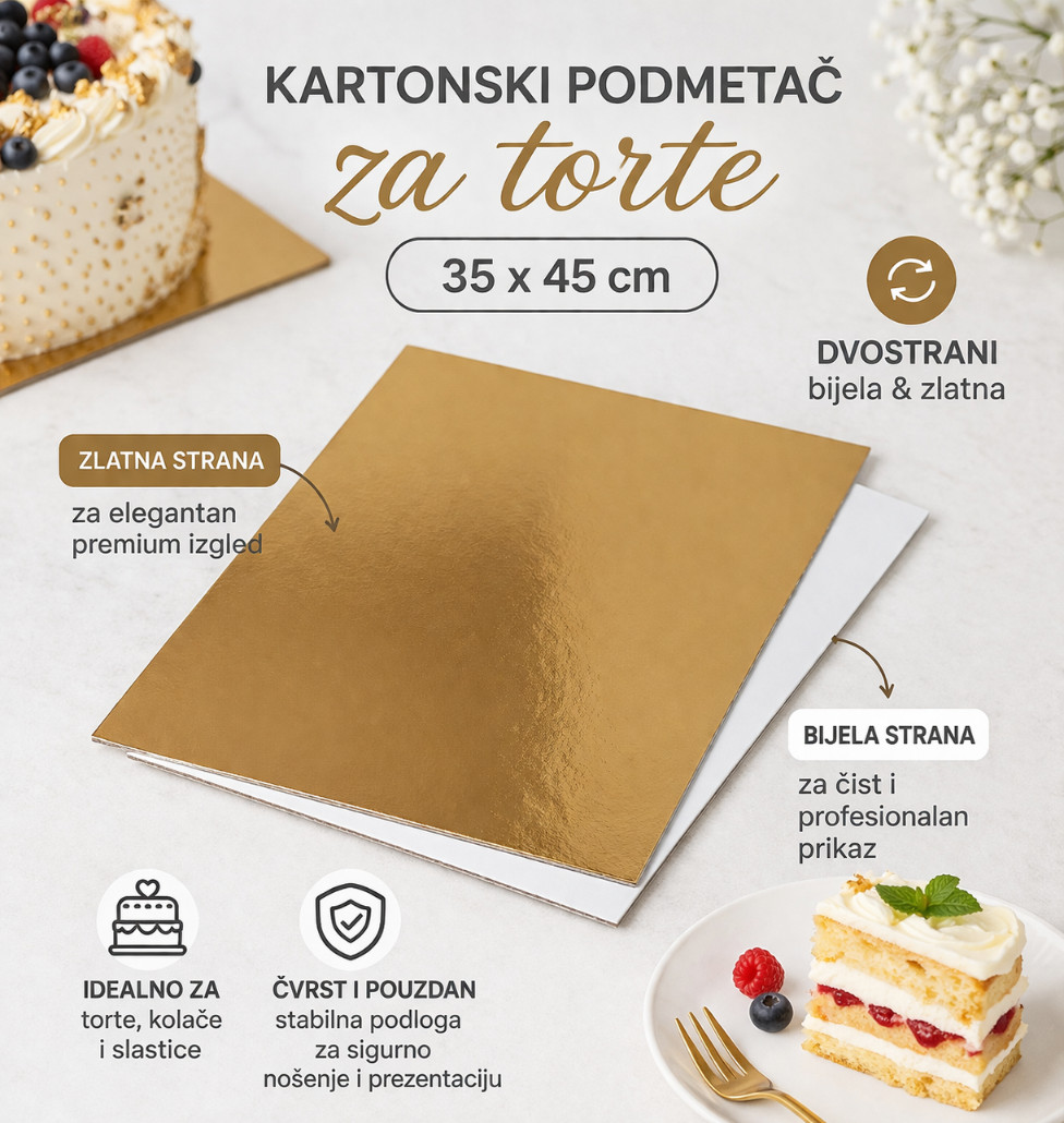 Podmetac Zlatni/Bijeli 3mm- 35x45cm