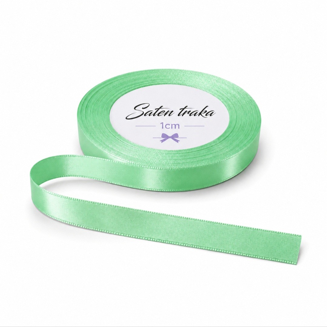 Saten traka 1 cm zelena