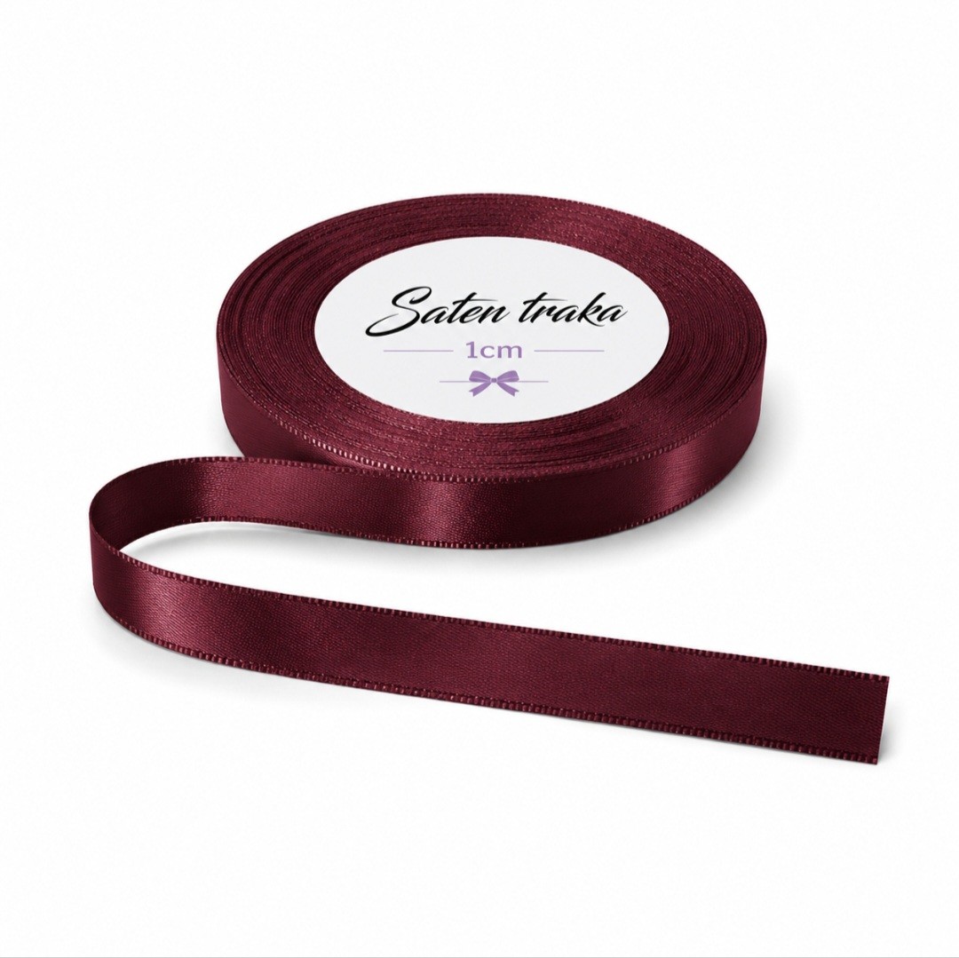 Saten traka 1 cm bordo