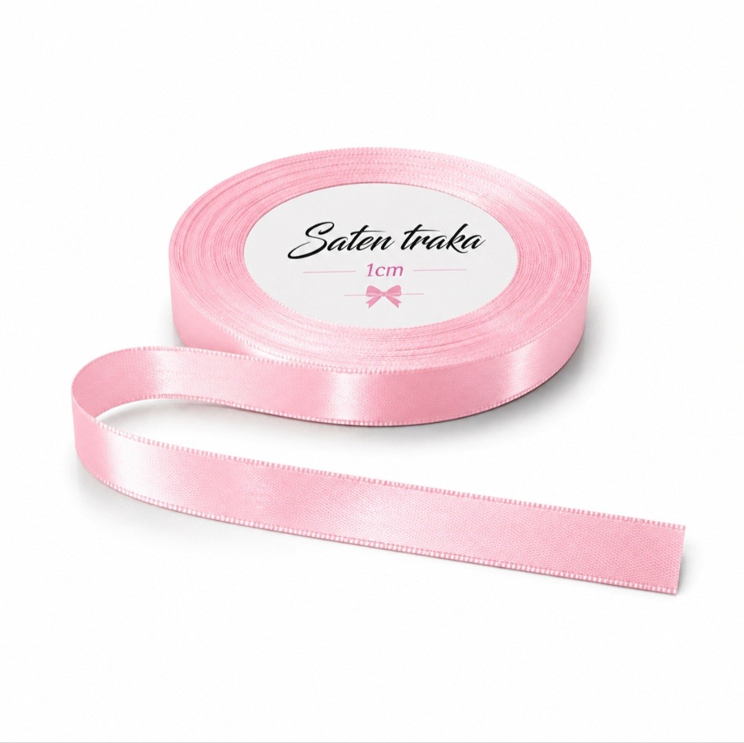 Saten traka 1 cm roza