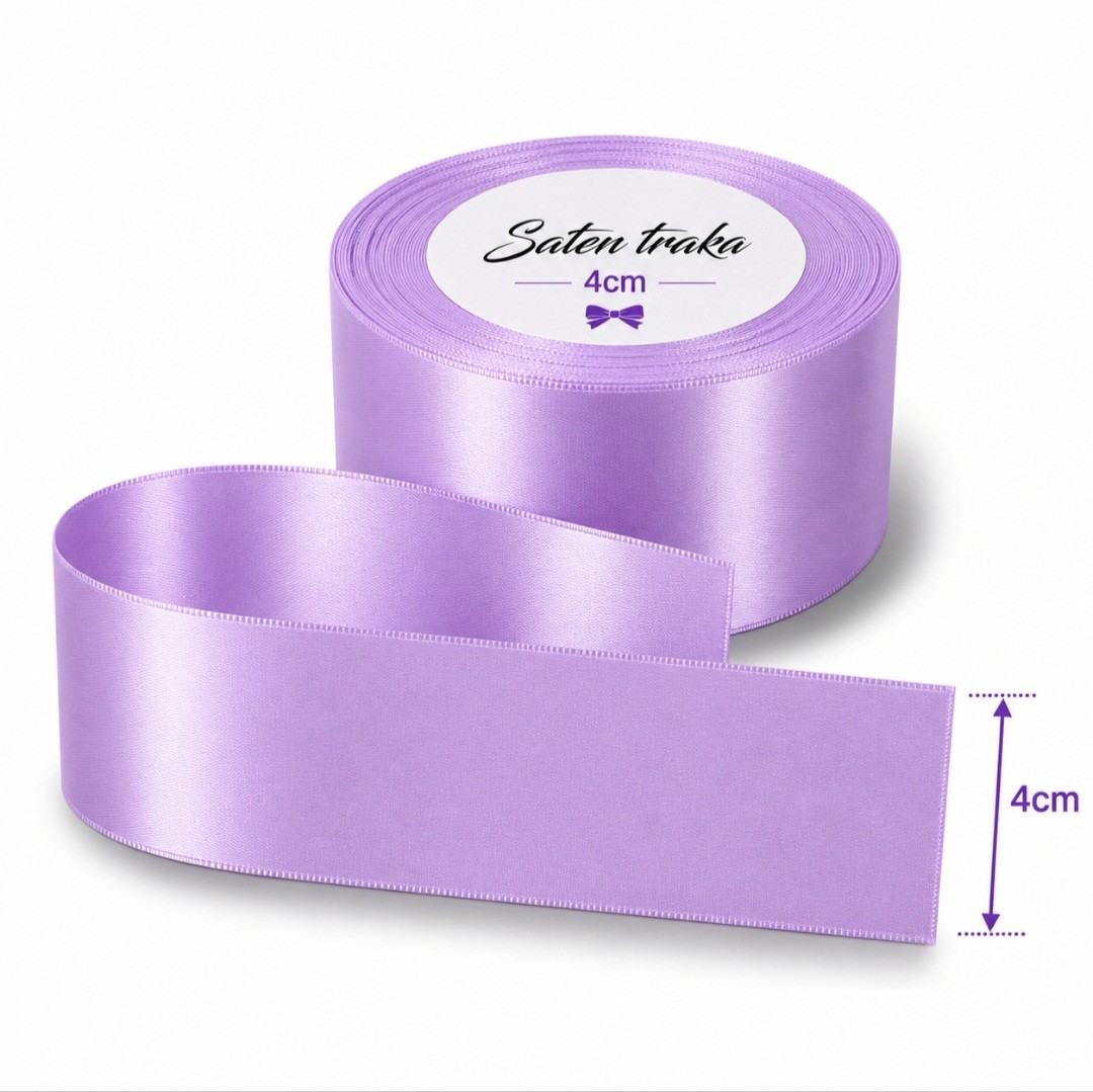 Saten traka 4cm lila