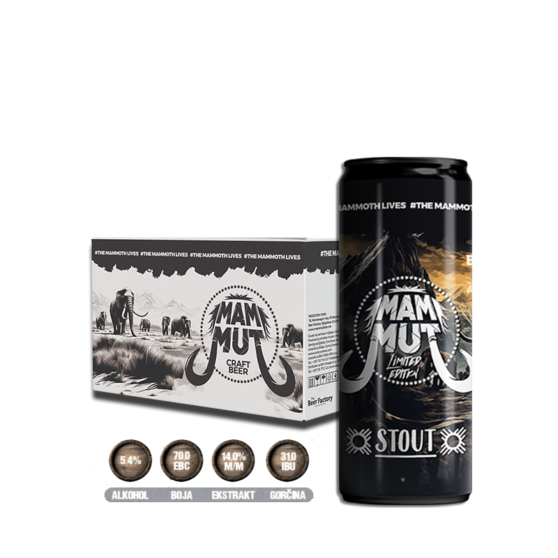 CRAFT PIVO STOUT 0,33L limenka 5,4% alk MammuT